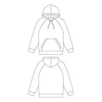 sjabloon raglan hoodie vector illustratie plat ontwerp overzicht kleding