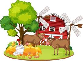 geïsoleerde cartoon boerderij met dieren vector