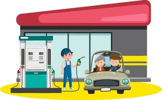 tankstation in cartoonstijl vector