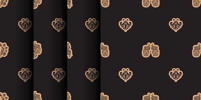 set van naadloze donkere patroon met monogrammen in de barokke stijl. goed voor kleding en textiel. vector