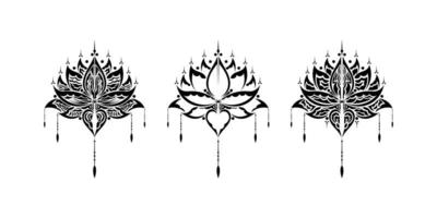 lotusbloem set. klassieke luxe vintage damast ornament, koninklijke Victoriaanse textuur voor behang, textiel, verpakking. geïsoleerd. vectorillustratie. vector