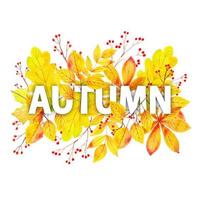 Aquarel herfst typografie met bladeren Frame vector