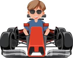 een man die een Formule 1-racewagen bestuurt vector