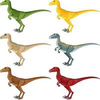 een set velociraptor-dinosaurussen op een witte achtergrond vector