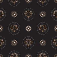 donker lotus naadloos patroon. zwart en wit. goed voor menukaarten, ansichtkaarten, boeken, muurschilderingen en stoffen. vector