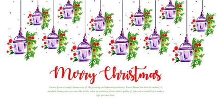 Waterverf Bloemen Merry Christmas Banner vector