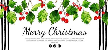 Waterverf Bloemen Merry Christmas Banner vector