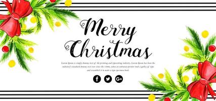 Waterverf Bloemen Merry Christmas Banner vector