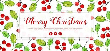 Waterverf Bloemen Merry Christmas Banner vector