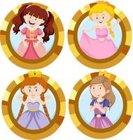 set van prinses in een munt vector