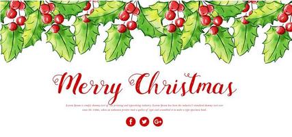 Waterverf Bloemen Merry Christmas Banner vector