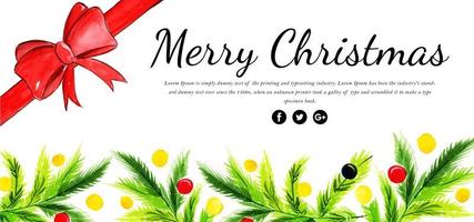 Waterverf Bloemen Merry Christmas Banner vector