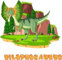 scène met dinosaurussen dilophosaurus op het eiland vector