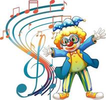 clown karton karakter met muzieknoot vector