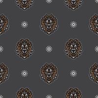 naadloos patroon met tijgerkop in eenvoudige boho-stijl. goede omslagen, stoffen, ansichtkaarten en bedrukking. vectorillustratie. vector