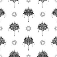 lotus naadloze patroon. zwart en wit. goed voor omslagen, stoffen, ansichtkaarten en bedrukking. vectorillustratie. vector