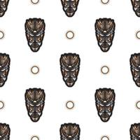 naadloos patroon met tiki-masker in Samoaanse stijl. vectorillustratie. vector
