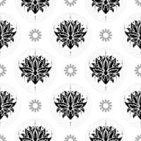 lotus naadloze patroon. zwart en wit. goed voor muurschilderingen, boeken, stoffen, ansichtkaarten en afdrukken. vectorillustratie. vector