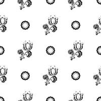 naadloos zwart-wit patroon met bloemen en monogrammen in eenvoudige stijl. goed voor kleding en textiel. vectorillustratie. vector