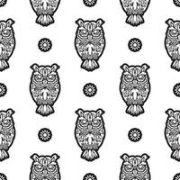 zwart-wit naadloos patroon van uilen in boho-stijl. goed voor achtergronden en prints. vector