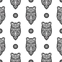 zwart-wit naadloos patroon van uilen in boho-stijl. goed voor kleding, textiel, achtergronden en prints. vectorillustratie. vector