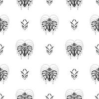 zwart-wit naadloos patroon met lotussen in eenvoudige stijl. goed voor achtergronden en prints. vector