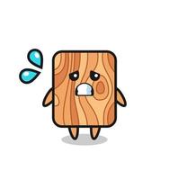 plank hout mascotte karakter met bang gebaar vector