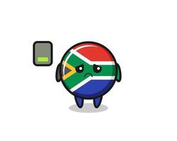 Zuid-Afrika mascotte karakter doet een vermoeid gebaar