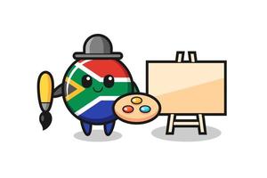 illustratie van de mascotte van Zuid-Afrika als schilder vector