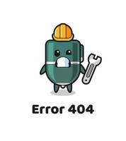 error 404 met de schattige balpenmascotte vector