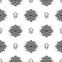 zwart-wit naadloos patroon met lotussen in eenvoudige stijl. goed voor kleding en textiel. vectorillustratie. vector
