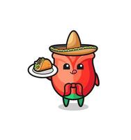 Rose Mexicaanse chef-kok mascotte met een taco vector