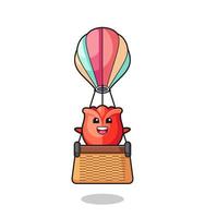 roosmascotte rijdt in een heteluchtballon vector