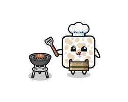 tempeh barbecue chef met een grill vector