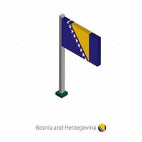 vlag van bosnië en herzegovina op vlaggenmast in isometrische dimensie. vector