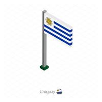 uruguay vlag op vlaggenmast in isometrische dimensie. vector