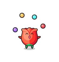 de cartoon van het rozencircus jongleren met een bal vector