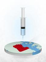 vaccinatie van libië, injectie van een spuit in een kaart van libië. vector