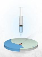 vaccinatie van togo, injectie van een spuit in een kaart van togo. vector