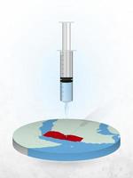 vaccinatie van jemen, injectie van een spuit in een kaart van jemen. vector
