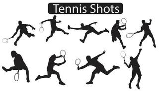 een set tennisspelers silhouet vector