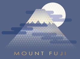 Mt. Fuji&#39;s nachts versierd met traditionele Japanse patroon vector