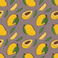 geschilderde naadloze mango achtergrond, abstract herhalend patroon. mango patroon. voor papier, omslag, stof, achtergrond voor gezonde voeding, geschenkverpakking, kunst aan de muur, interieur. illustratie van voedsel. vector