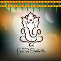 Ganesh Chaturthi bruin met bloemengroet vector