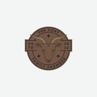 badge van geitenboerderij logo in lijn stijl vector illustratie ontwerpsjabloon, geit logo element, inspiratie, sjabloon