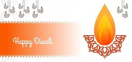 Eenvoudige vlam Gelukkige Diwali-groet op wit vector