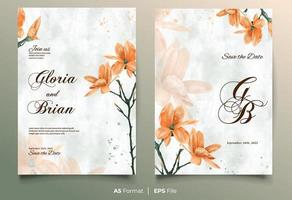 aquarel huwelijksuitnodiging met gele bloem ornament vector