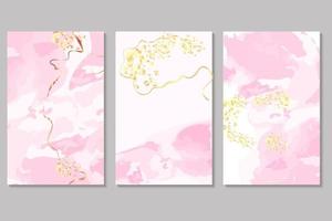 lente bruiloft uitnodiging kaart sjabloon collection.light roze of abrikoos aquarel natte texture.blush vloeibare painting.alcohol inkt. vector