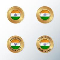 gouden kentekenpictogram met de vlag van het land van india. vector