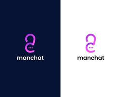 man met chat-logo ontwerpsjabloon vector